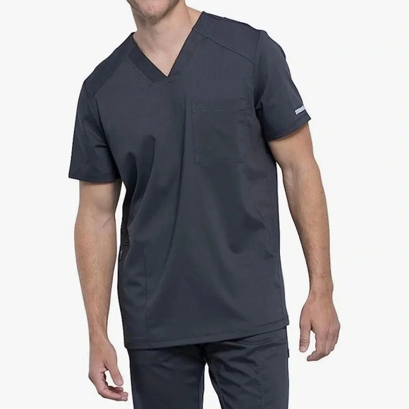 Cherokee Men's V-Neck Scrub Top with Mesh Panels for Extra Breathability - Picture 1 of 6
